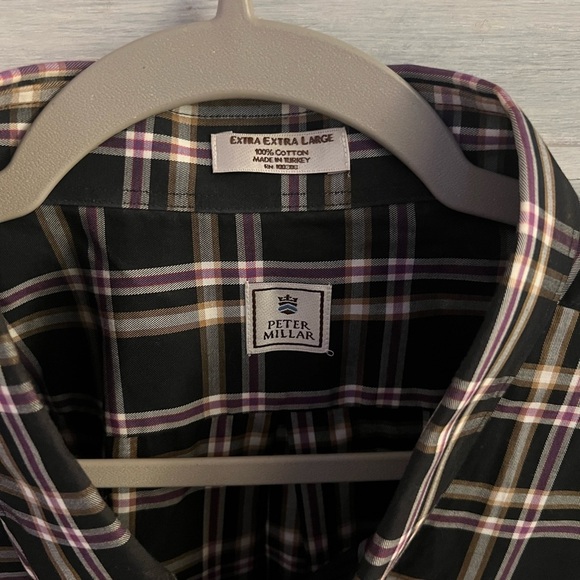 Peter Millar Black & Purple Plaid Cotton Lightweight Long Sleeve Button Down - Picture 6 of 7